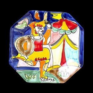 La Musa Vintage Italian Hand Painted Majolica Plate